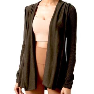 Lululemon Sundown Sweater hooded Wrap open cardigan Black Small